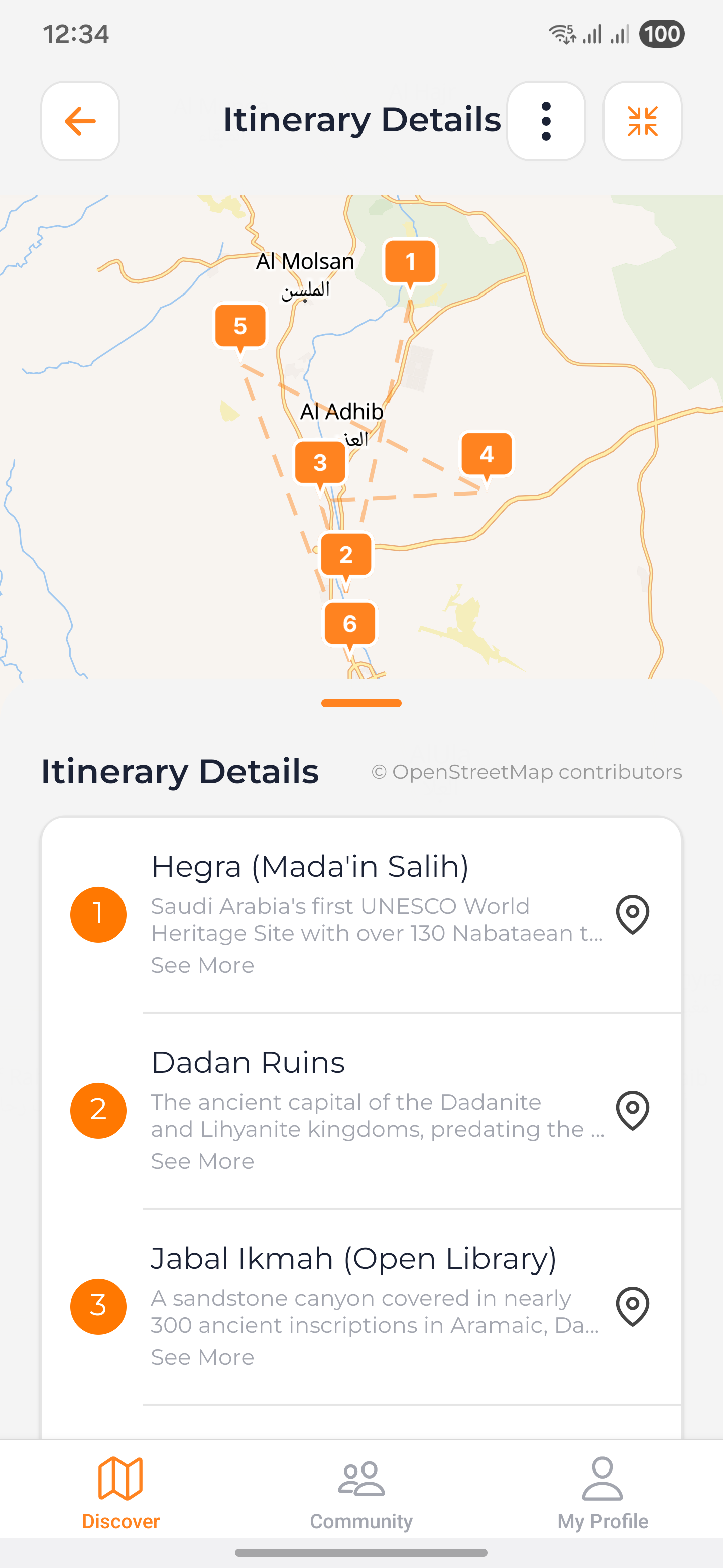Blyp itinerary detail view